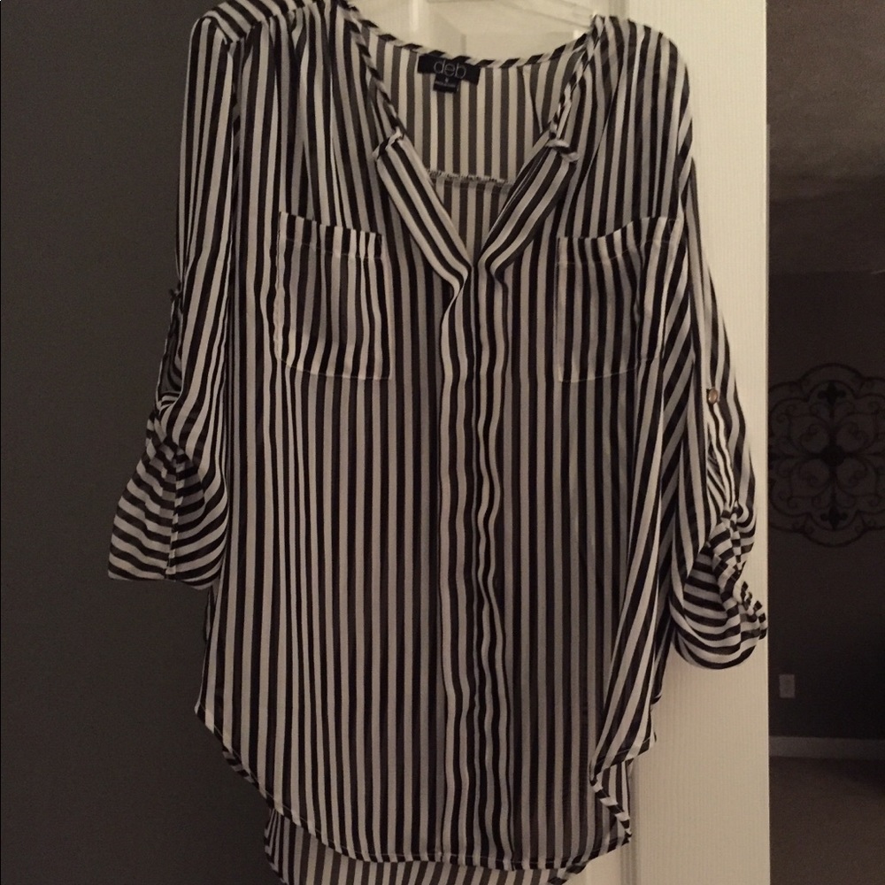Black and white striped blouse